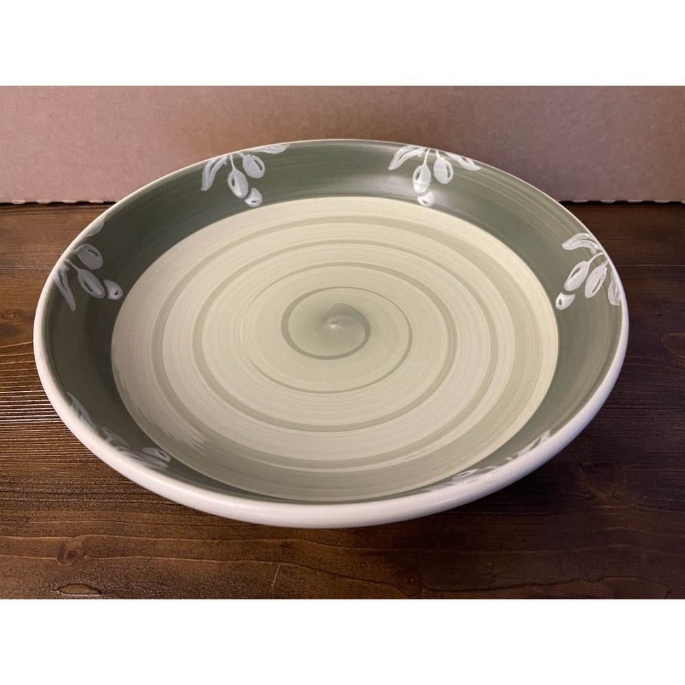 Villa Romana Hand Painted Green Olive 13" Pasta Bowl - Made In Italy